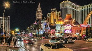 Kids in Vegas Strip at Night